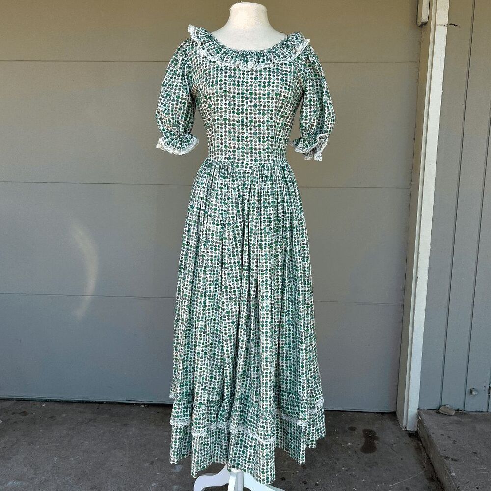 Bespoke Prairie Dress Vintage Fabric SZ M Costume Tailor-Made